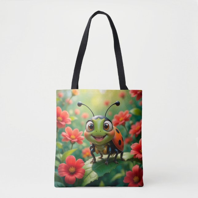🐞 Cute Ladybug Garden Charm Whimsical Nature✨🌿 Tote Bag (Front)