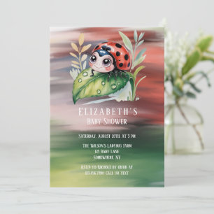Cute Ladybug Girl Baby Shower Invitation