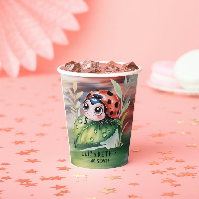 Cute Ladybug Girl Baby Shower  Paper Cups (Insitu)