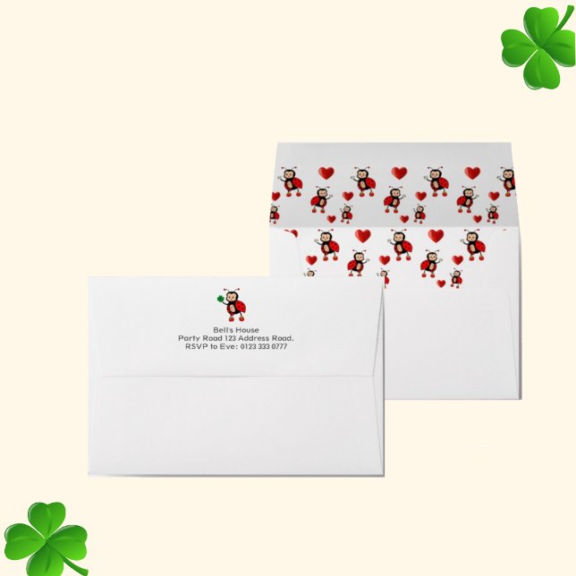 Cute Ladybug Girl Birthday Party Envelope (Creator Uploaded)