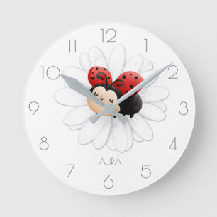 Cute ladybug girl Name Ladybug round clock