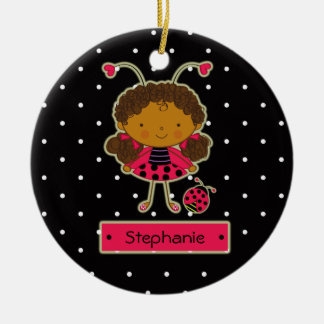 Cute ladybug girl polkadots personalised ornament