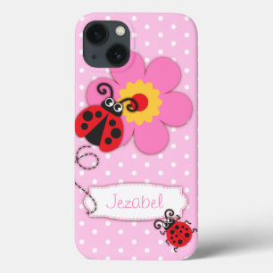 Cute ladybug girls name pink ipad air case