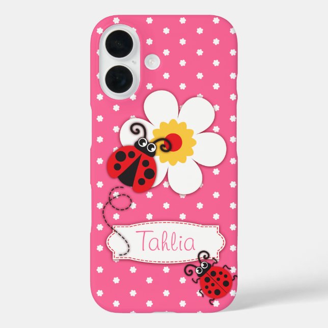 Cute ladybug girls name purple iphone case (Back)