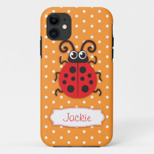 Cute ladybug girls name red orange iphone case
