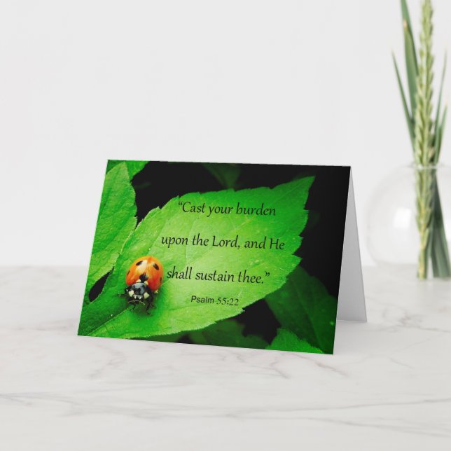 Cute Ladybug "God Cares for You" Scripture Card (Front)