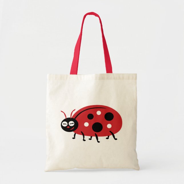 Cute Ladybug Grocery Tote Bag (Front)