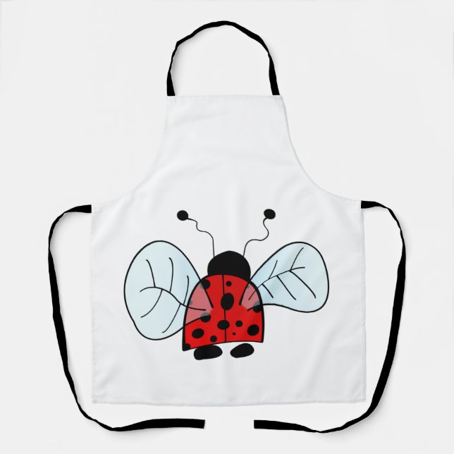 Cute Ladybug Illustration Apron (Front)