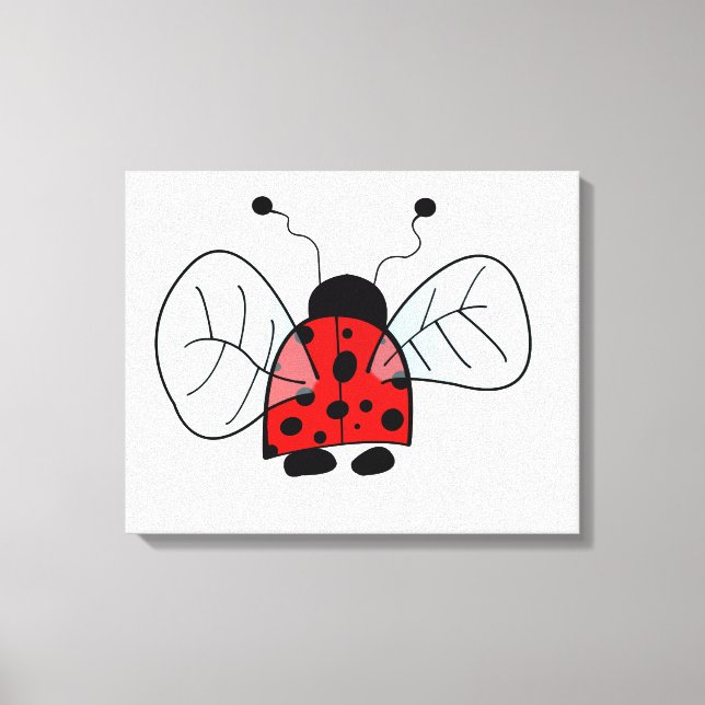 Cute Ladybug Illustration Canvas Print (Front)