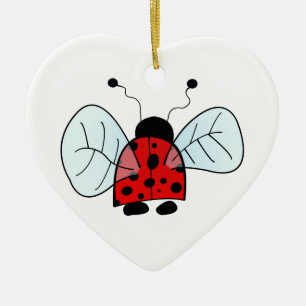 Cute Ladybug Illustration Ceramic Ornament