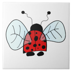 Cute Ladybug Illustration Ceramic Tile