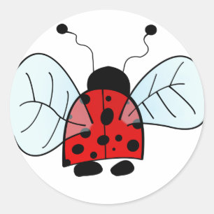 Cute Ladybug Illustration Classic Round Sticker