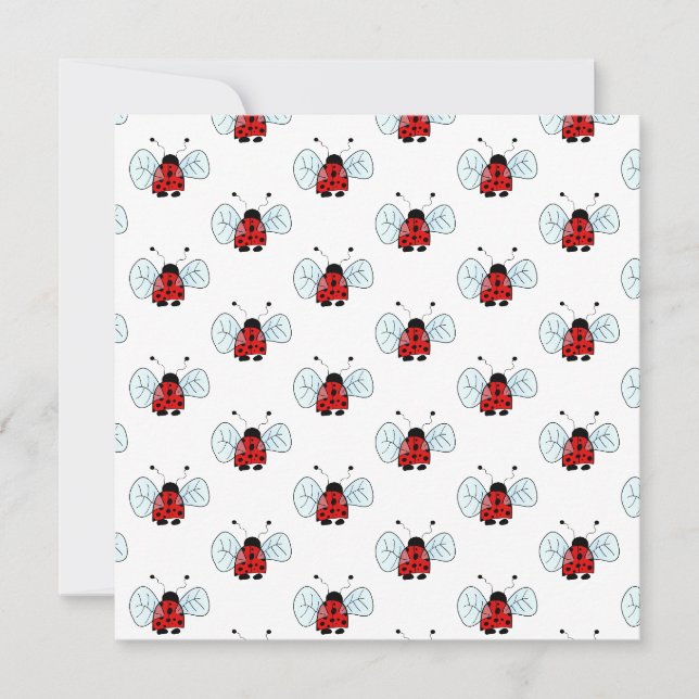 Cute Ladybug Illustration Invitation (Front)