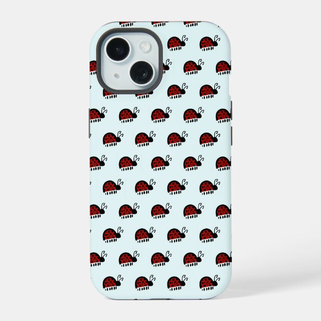 Cute Ladybug Illustration iPhone 15 Case (Back)