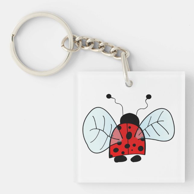 Cute Ladybug Illustration Key Ring (Front)