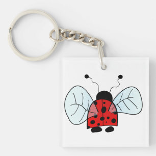 Cute Ladybug Illustration Key Ring