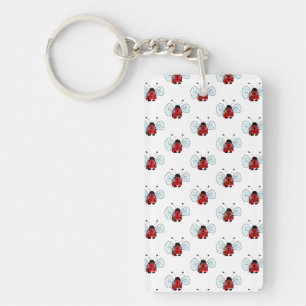 Cute Ladybug Illustration Key Ring
