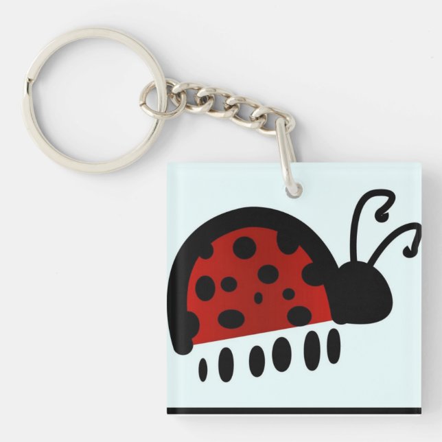 Cute Ladybug Illustration Key Ring (Front)