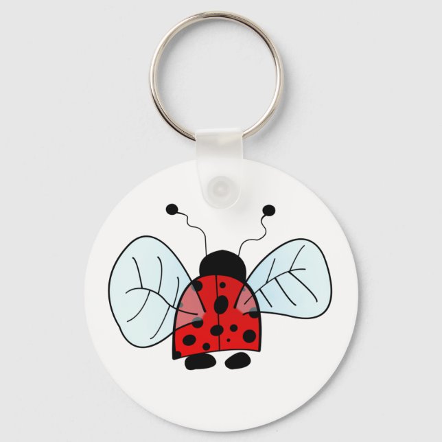 Cute Ladybug Illustration Key Ring (Front)