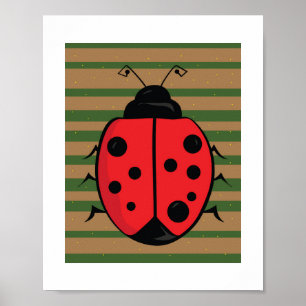 Cute Ladybug Illustration Kids Room Poster Print