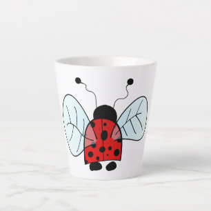 Cute Ladybug Illustration Latte Mug