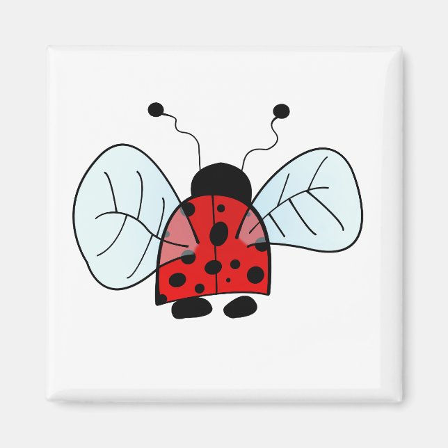 Cute Ladybug Illustration Magnet (Front)