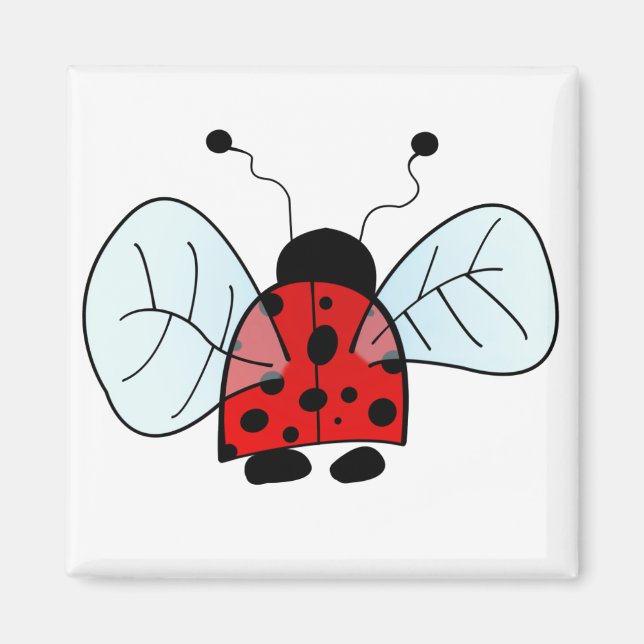 Cute Ladybug Illustration Magnet (Front)