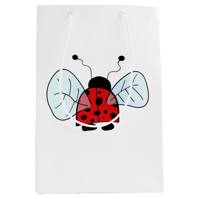Cute Ladybug Illustration Medium Gift Bag (Front)