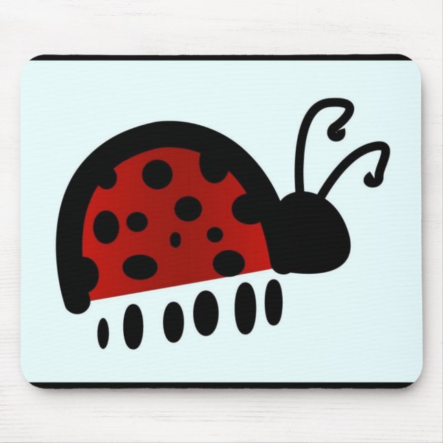 Cute Ladybug Illustration Mouse Pad (Front)