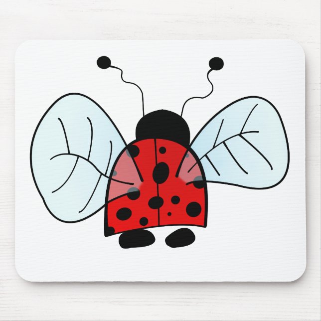 Cute Ladybug Illustration Mouse Pad (Front)