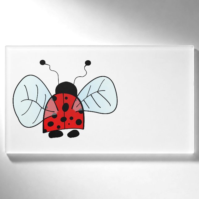 Cute Ladybug Illustration Name Tag (Front)