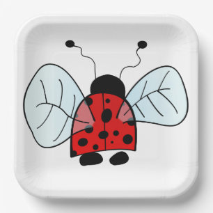 Cute Ladybug Illustration Paper Plate