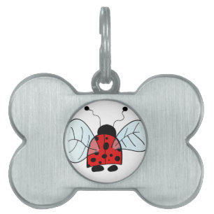 Cute Ladybug Illustration Pet Name Tag