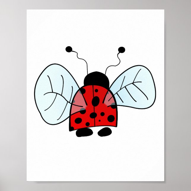 Cute Ladybug Illustration Poster (Front)