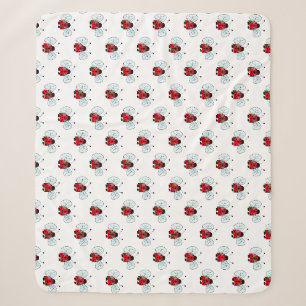 Cute Ladybug Illustration Sherpa Blanket