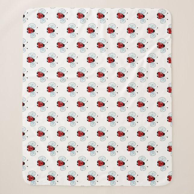 Cute Ladybug Illustration Sherpa Blanket (Front)