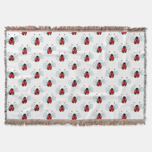 Cute Ladybug Illustration Throw Blanket