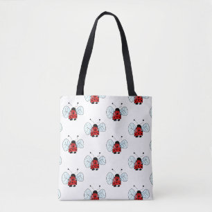 Cute Ladybug Illustration Tote Bag