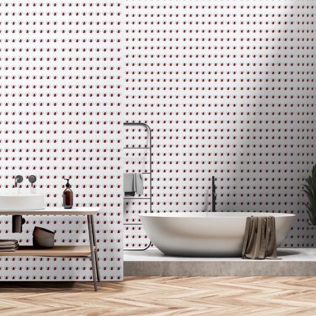 Cute Ladybug Illustration Wallpaper (Bathroom)