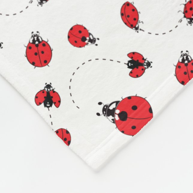 Cute Ladybug / Ladybird Illustration Pattern  Fleece Blanket (Corner)
