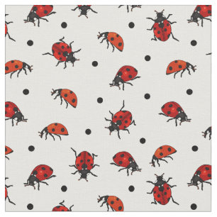 Cute Ladybug Ladybirds Polka Dots Pattern Fabric