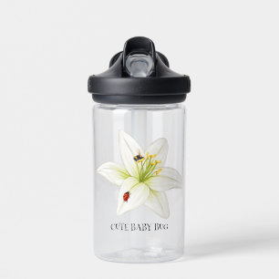 Cute ladybug lily flower school kids girly water bottle