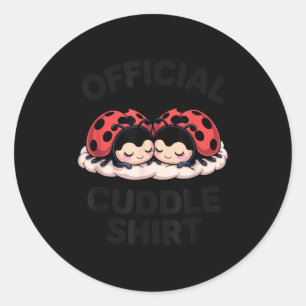 Cute Ladybug Love Cuddle  Classic Round Sticker