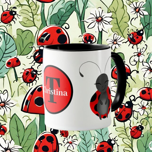 Cute ladybug lover monogram Mug (Creator Uploaded)