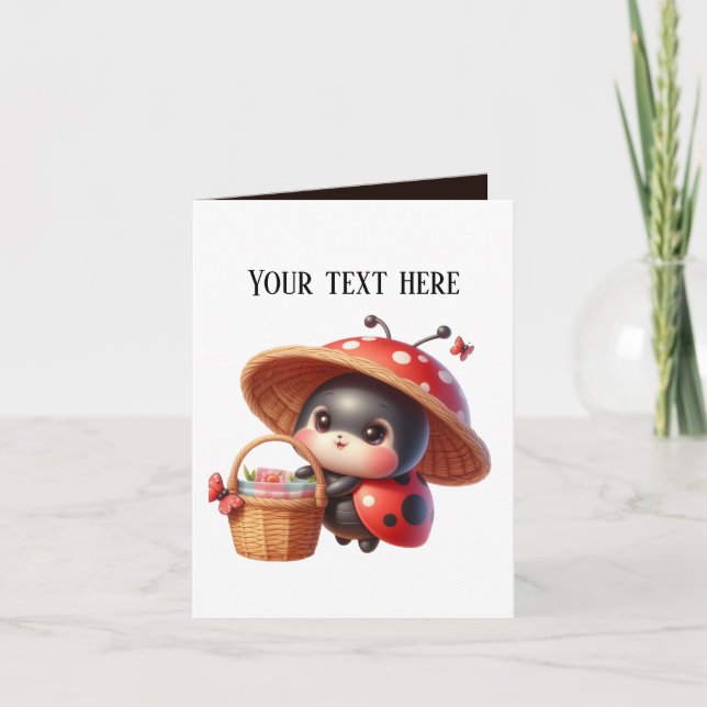 Cute ladybug lovers add message  card (Front)