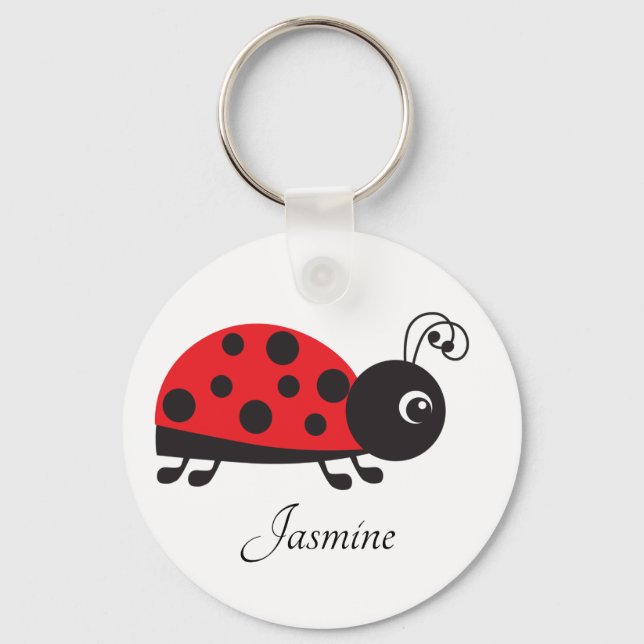 cute ladybug lovers add name key ring (Front)