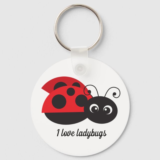 cute ladybug lovers add text key ring (Front)