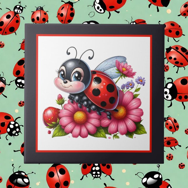 Cute ladybug lovers crafting  ceramic tile (Creator Uploaded)
