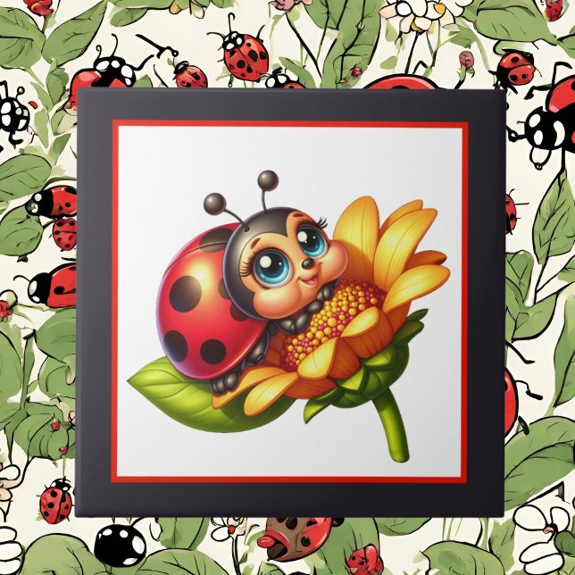Cute ladybug lovers insect  ceramic tile (Creator Uploaded)