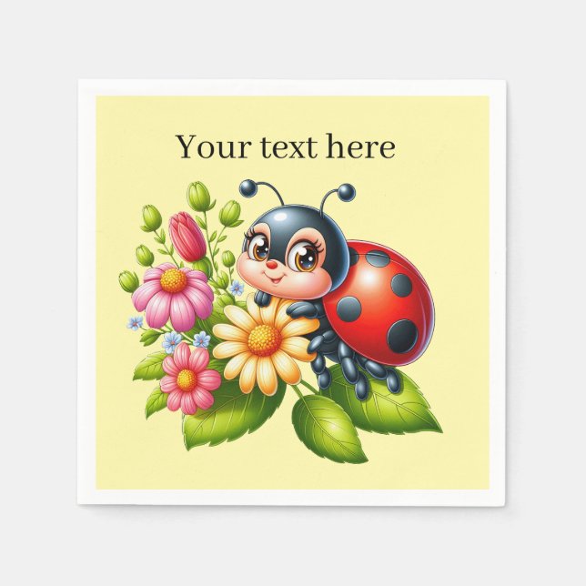 Cute ladybug lovers insect napkin (Front)
